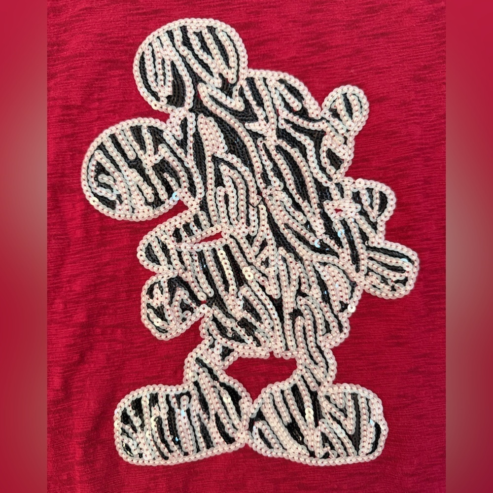 Disney Parks Sequin Mickey Red Thin Sweater - Picture 2 of 8